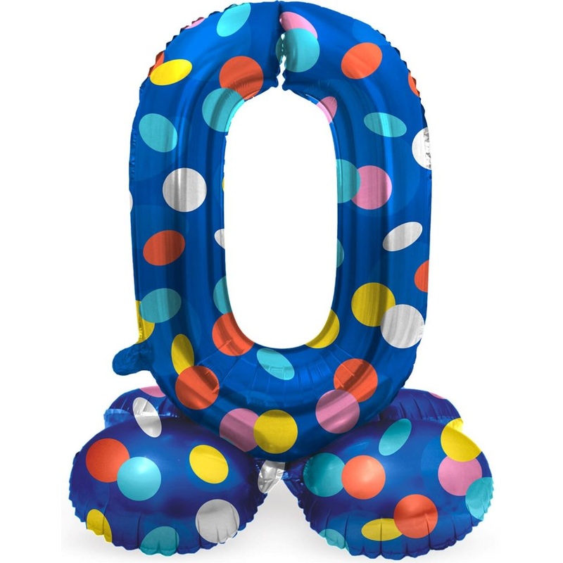 Standing number 0 balloon confetti rain 72cm