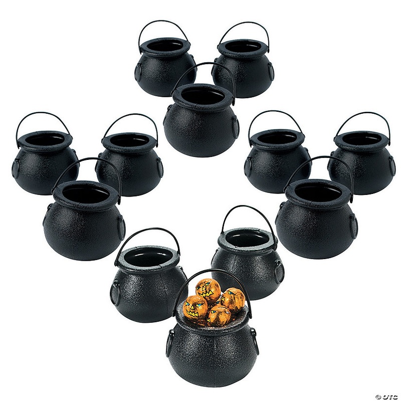 Bulk Set of Black Cauldron Candy Buckets – Perfect for DIY Projects – 144 Pc.