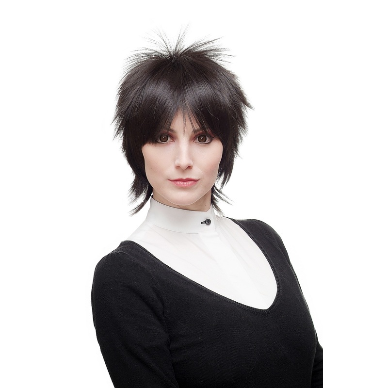 Lady wig short spikey wild off black layered Punk 90ies Wave Goth 1265