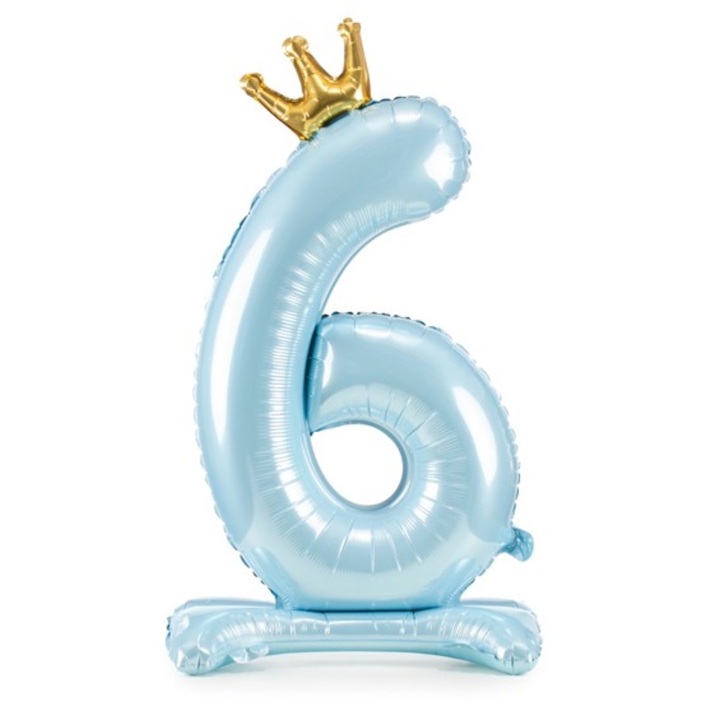 Babyblue number 6 standing foil balloon