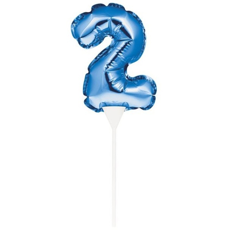 Blue number 2 balloon cake topper 13cm