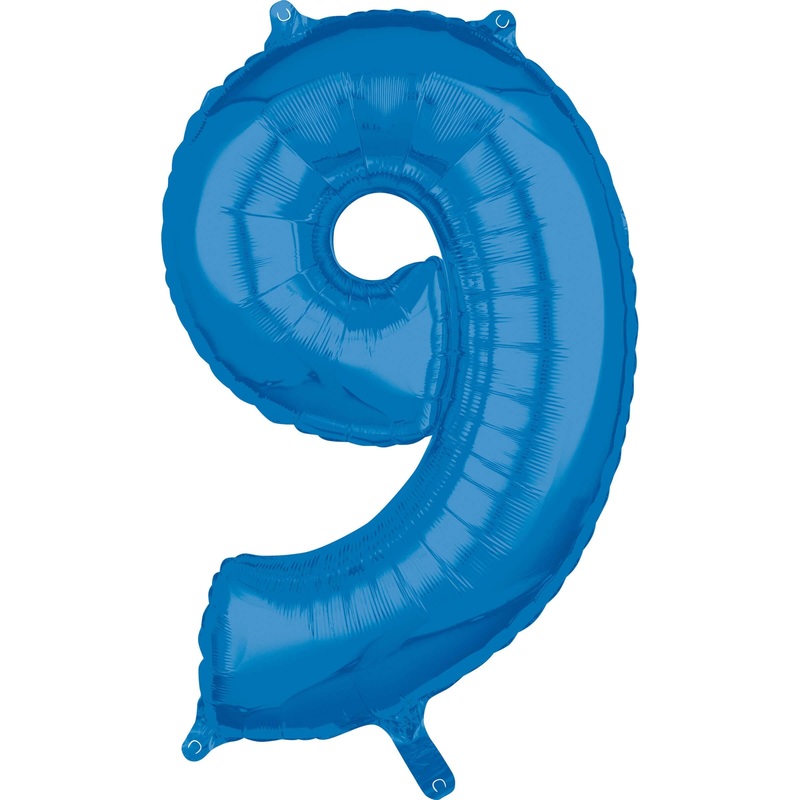 Blue number 9 foil balloon 66cm