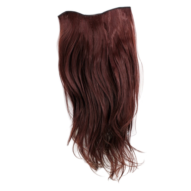 Hairpiece Halfwig 7 Clip In Extension very long straight mahogany auburn H9505