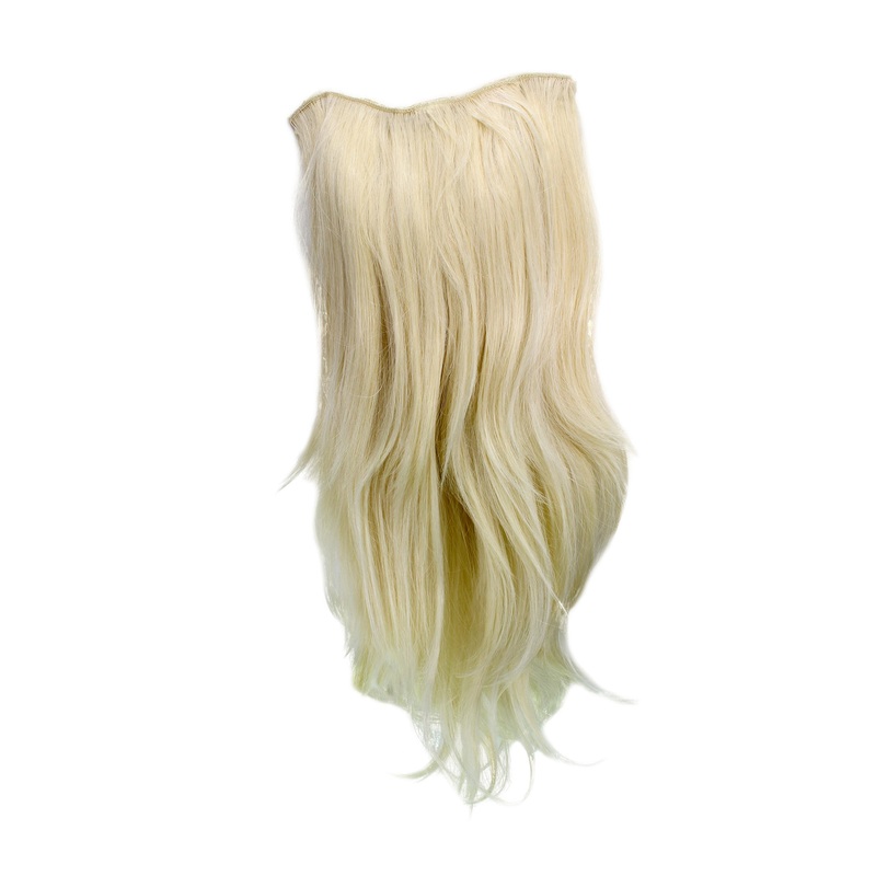 Hairpiece Halfwig Clip In Extension long straight to wavy platinum blonde H9505