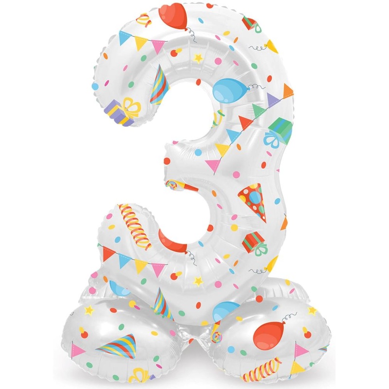 Standing Number 3 Partytime Balloon 41cm