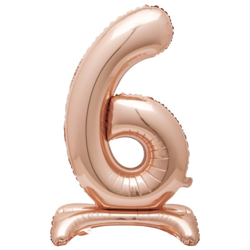 Number 6 standing foil balloon rose gold 76cm