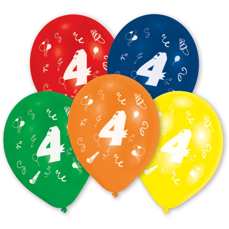Set of 10 colorful number 4 balloon
