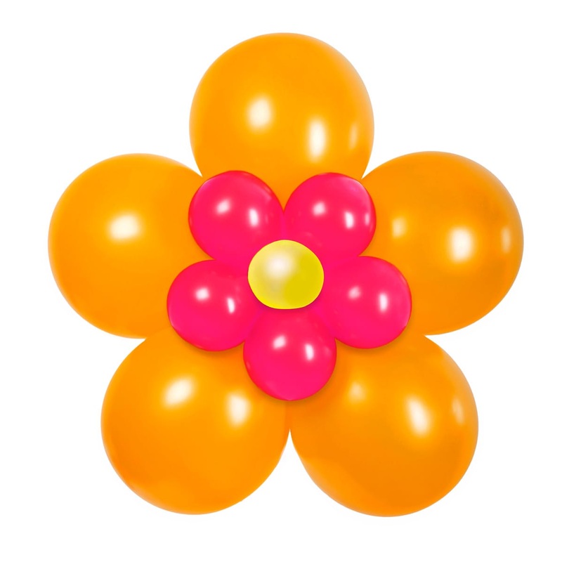 11-piece flower power orange balloon set