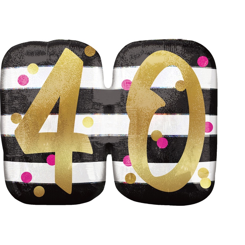 Foil balloon 40 black-white-gold