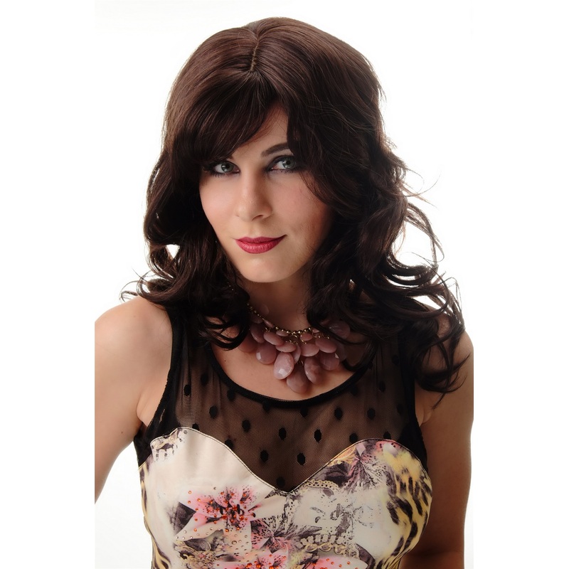 Lady wig 100% Human hair long naugty waves slightly curled dark brown AMBER-AHH