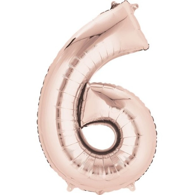Number 6 foil balloon rose gold 41cm