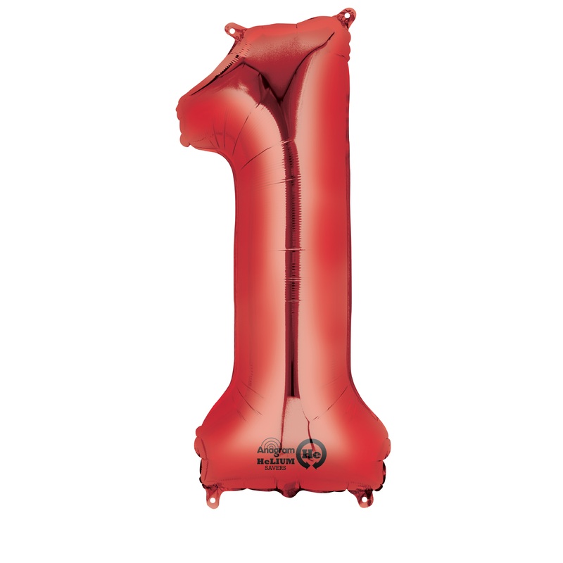 Number balloon 1 red 86cm