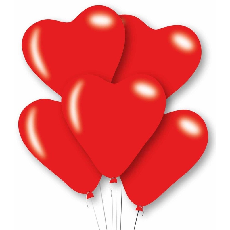 5 red heart balloons 27.5cm