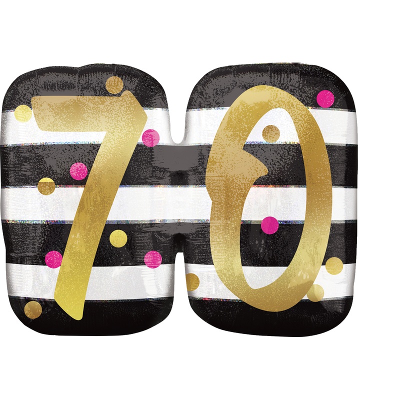 Foil balloon 70 black-white-gold