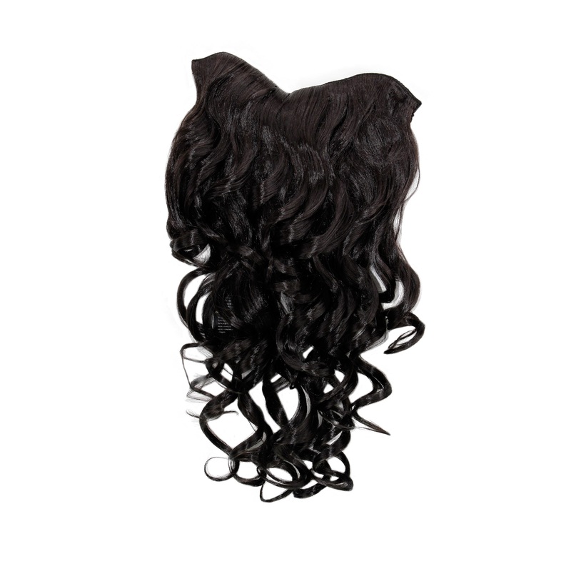 Hairpiece Halfwig 7 Clip In Extension long curls curled dark brown H9503