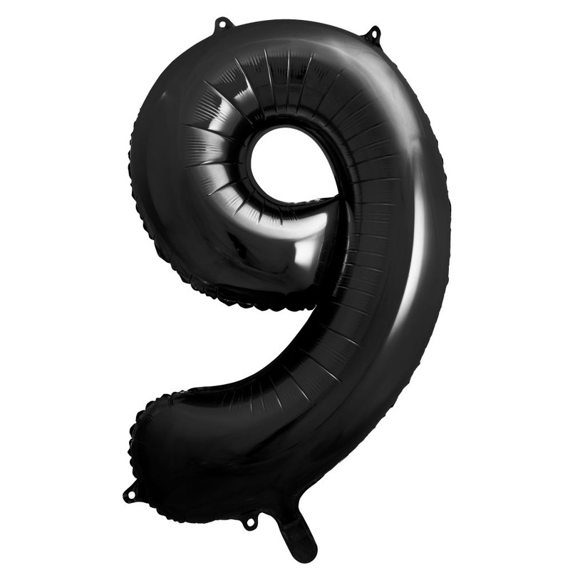Number 9 Black Number Foil Balloon 86cm