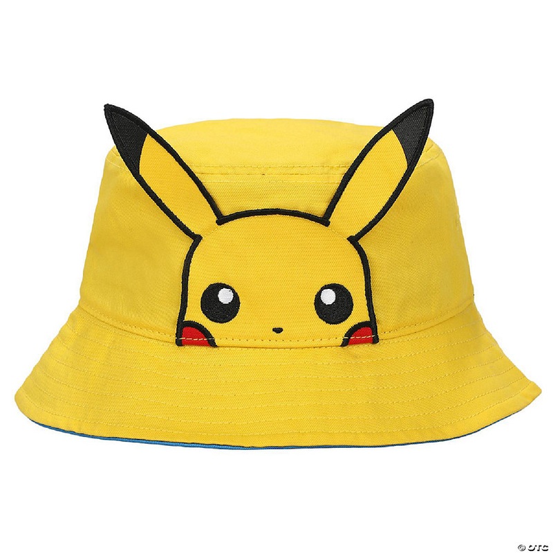 Pokemon Pikachu Big Face Unisex Adult Bucket Hat With 3D Plush