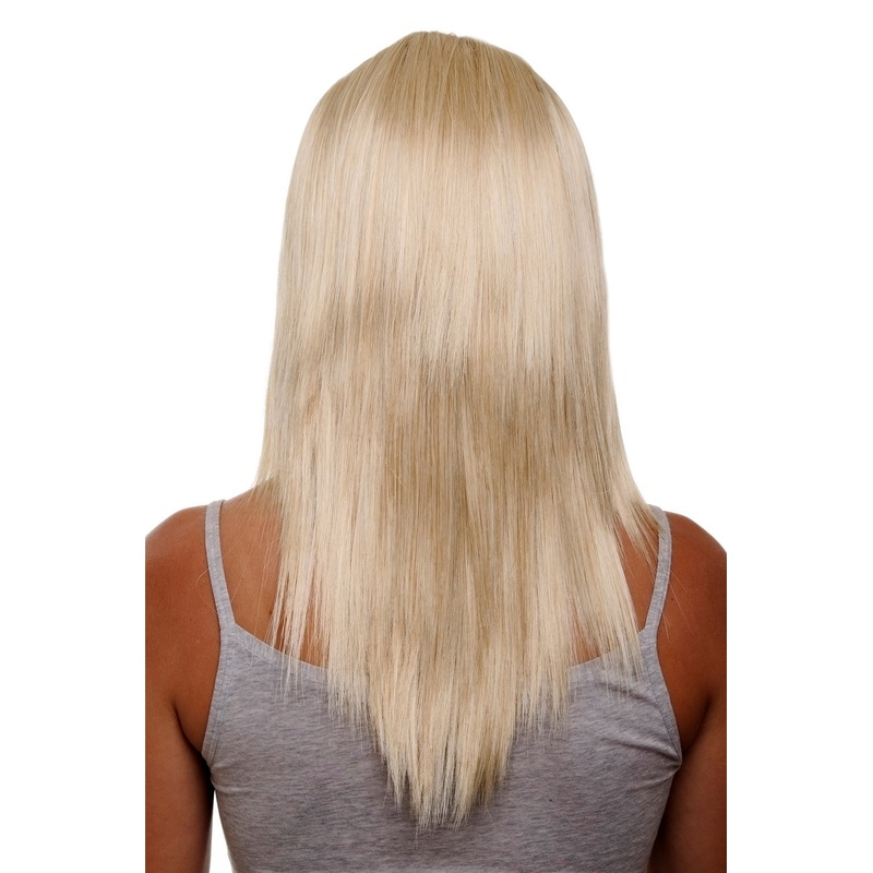 Hairpiece half wig clip-in extension 5 clips long straight gold blond HD1401