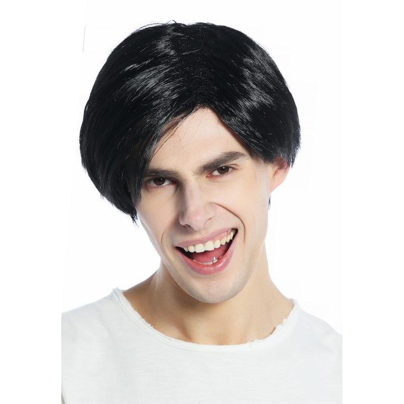 Halloween Carnival Wig Men Women unisex parting short straight Emo black CW-001