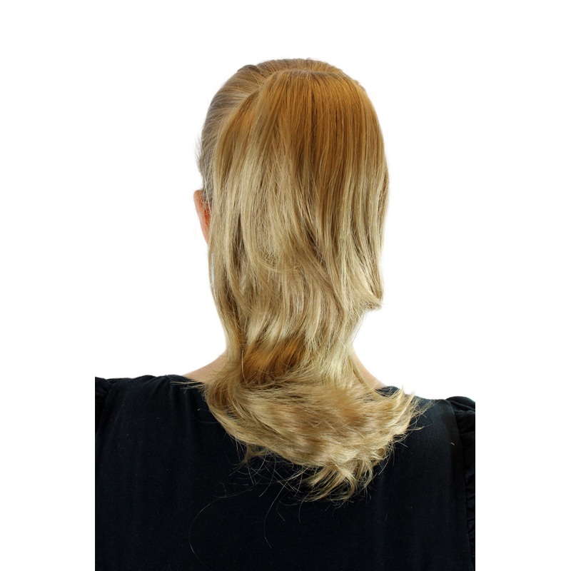 Ponytail Hairpiece extension short straight curved bouncing tips blond CT-1157B