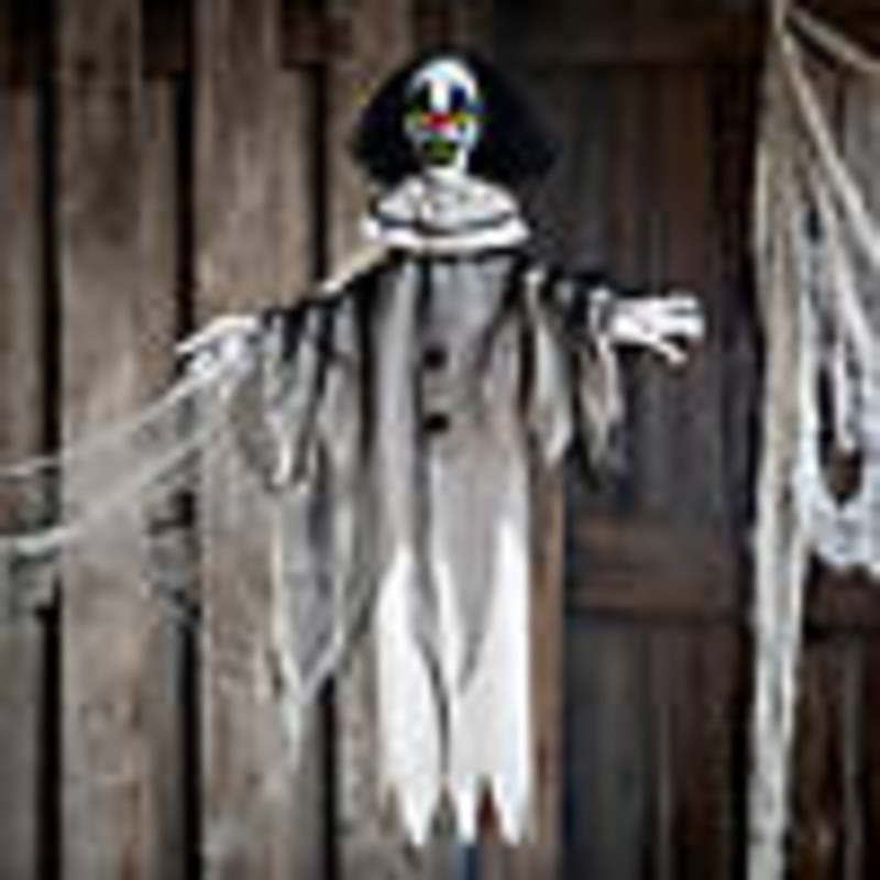 35 1/2 Hanging Animated Black & White Clown Halloween Decoration