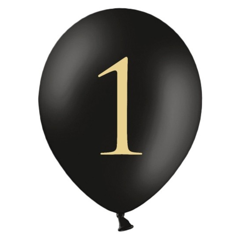 50 black balloons golden number 1