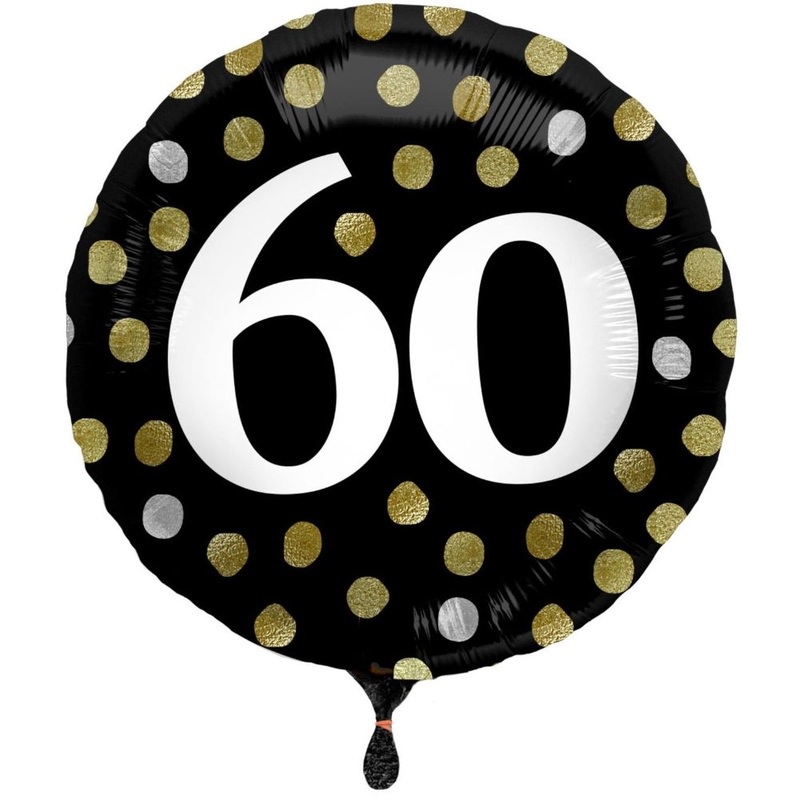 Foil balloon number 60 glossy black 45cm