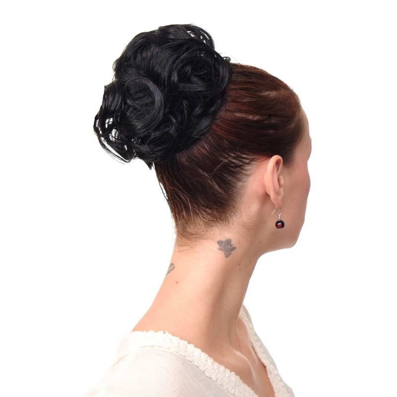 Hairbun Audrey bun hair knot elegant curled curls 60s Vintage deep black NHA-004A-1