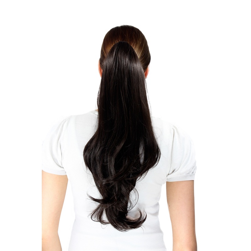 Hairpiece Ponytail Extension extremely long straight layered dark brown T116-4