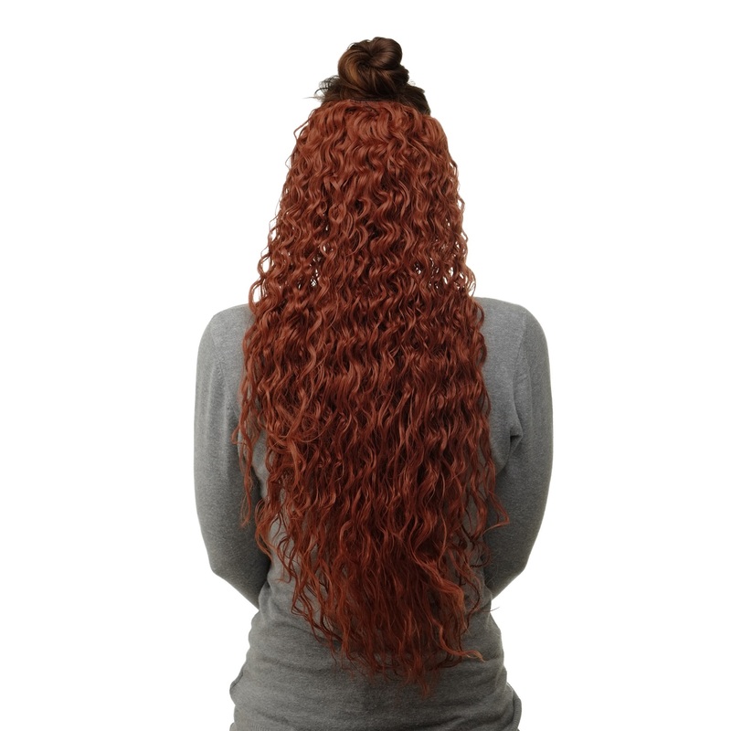 Half Wig Clip-In Extension very long curly curls oily wet-look copper red H9311