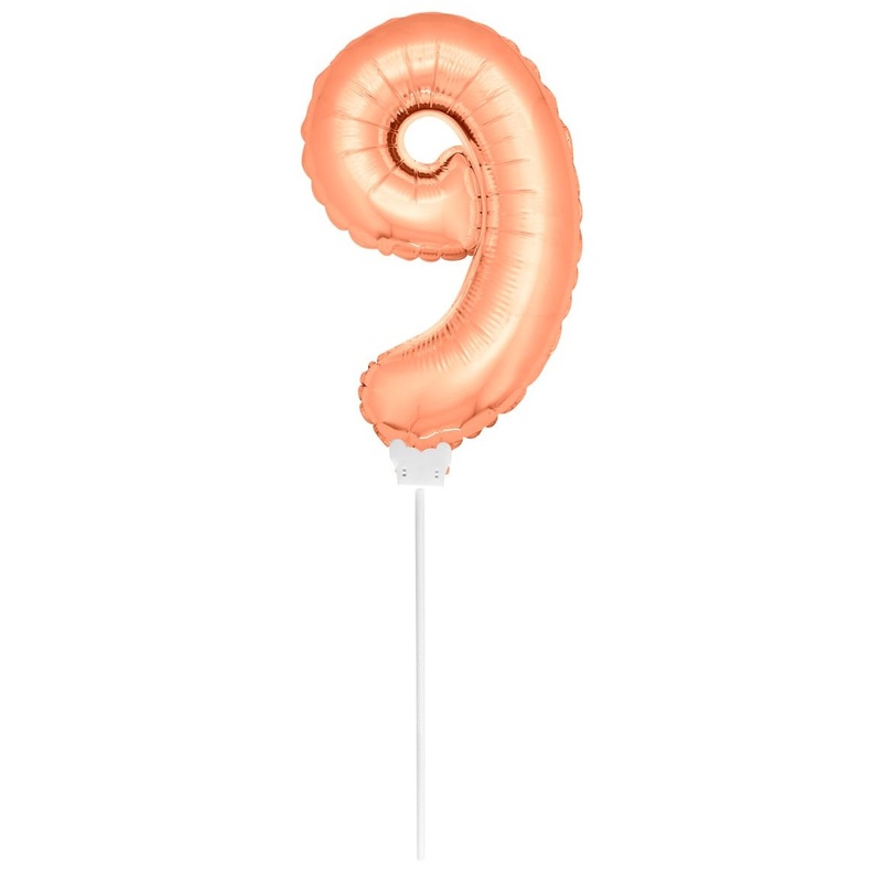 Stick balloon number 9 rose gold 36cm