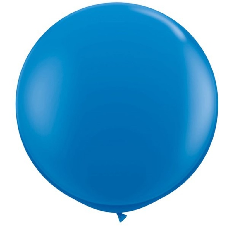 3 blue XL latex balloons 91cm
