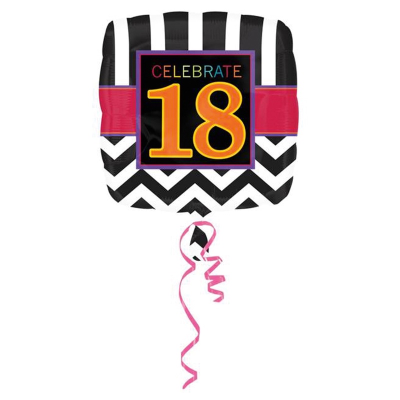 Foil balloon Celebrate 18 Black & White