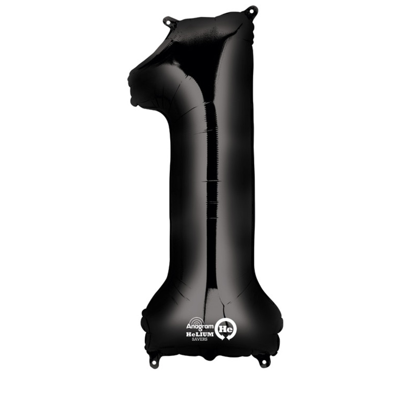 Numbers foil balloon 1 black 86cm