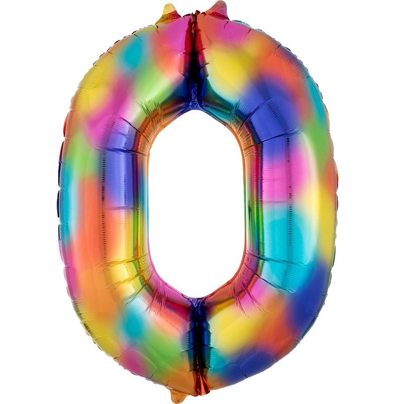 Rainbow number 0 foil balloon