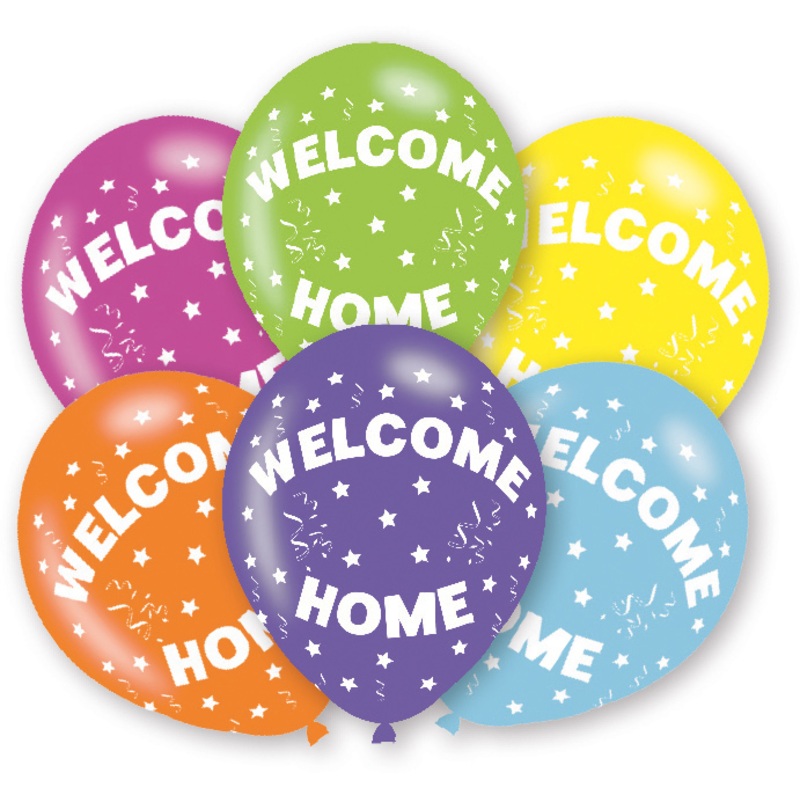Set of 6 Welcome Home colorful balloons