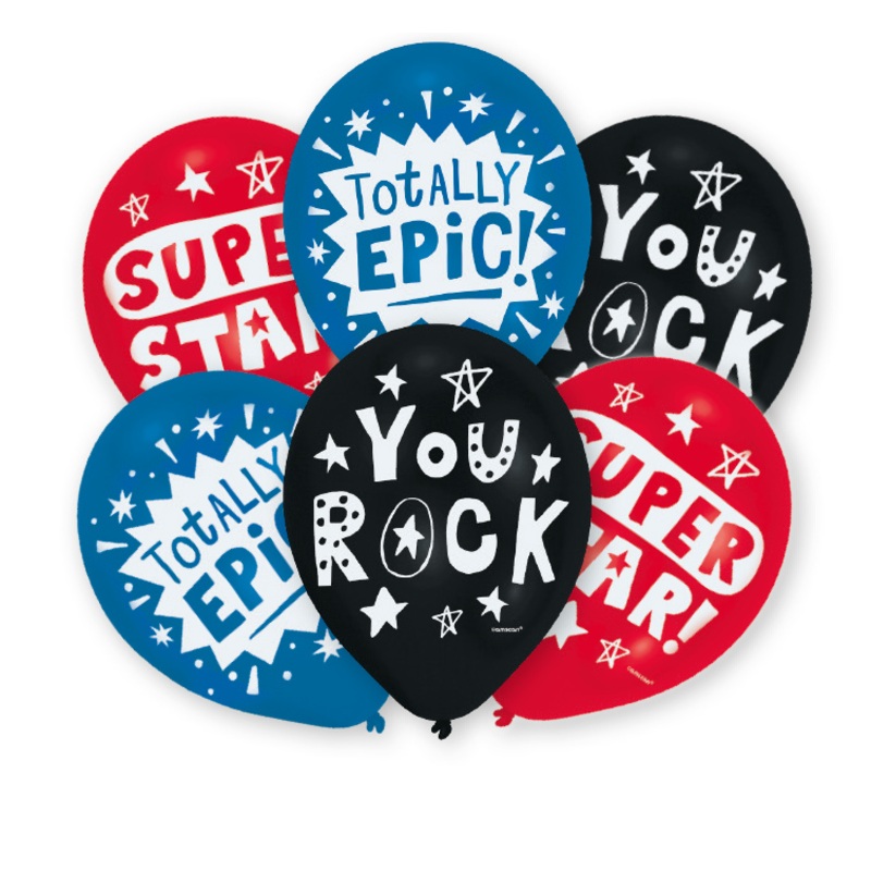 Set of 6 You Rock balloons 27.5cm
