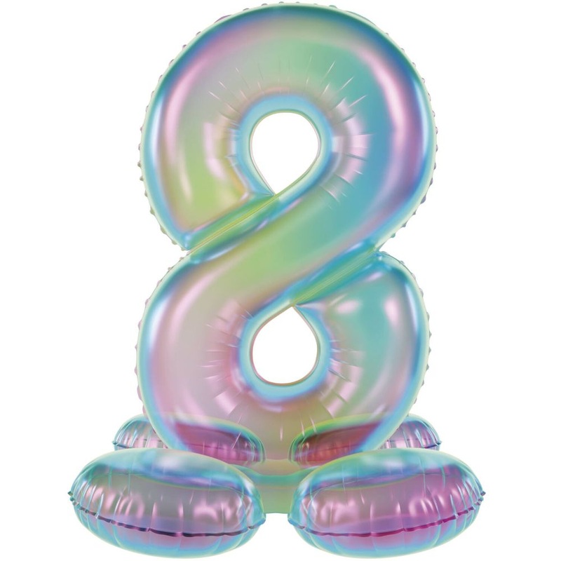 Standing foil balloon iridescent number 8