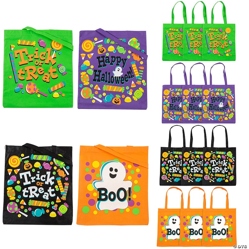 15 x 16 1/2 Large Trick-or-Treat Nonwoven Tote Bags – 12 Pc.