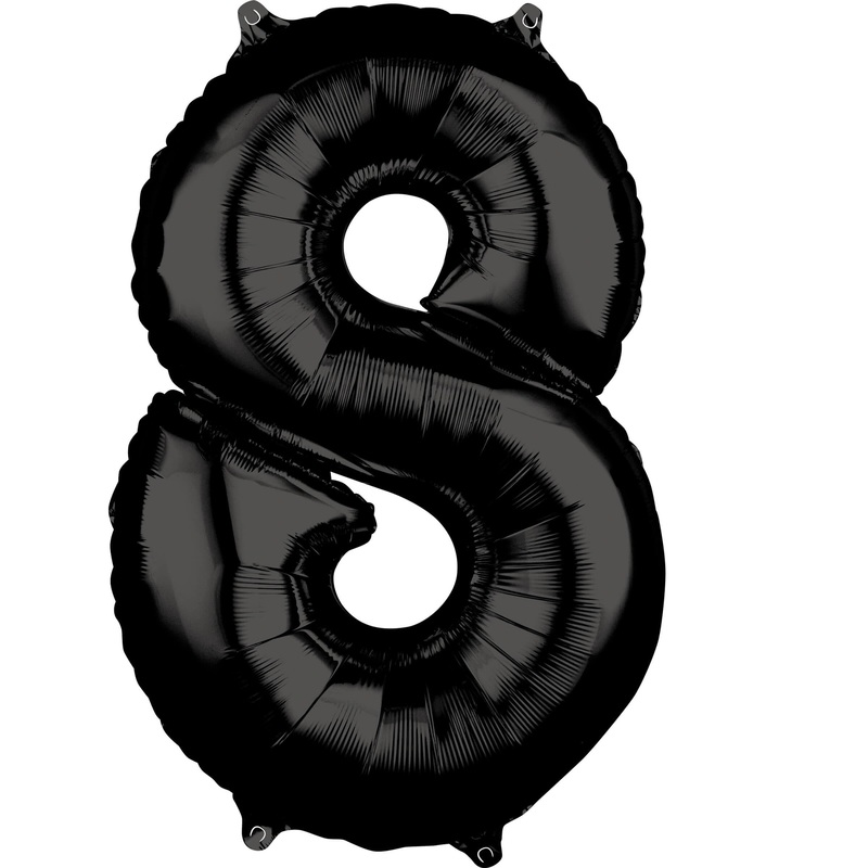 Black number 8 balloon 66cm