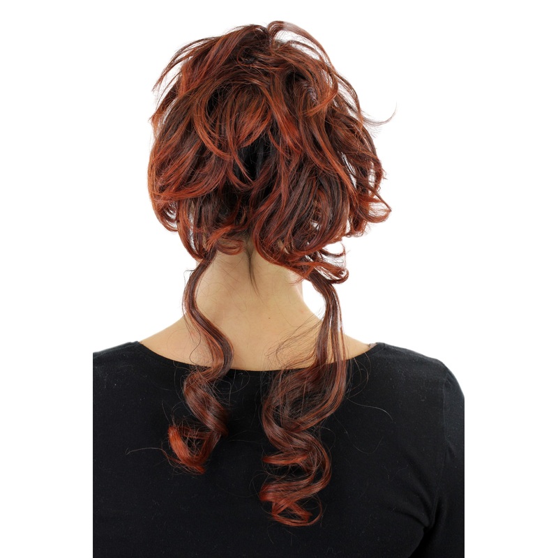 Hair Piece baroque voluminous wild curled scrunchy comb brown red YZF-3072HT