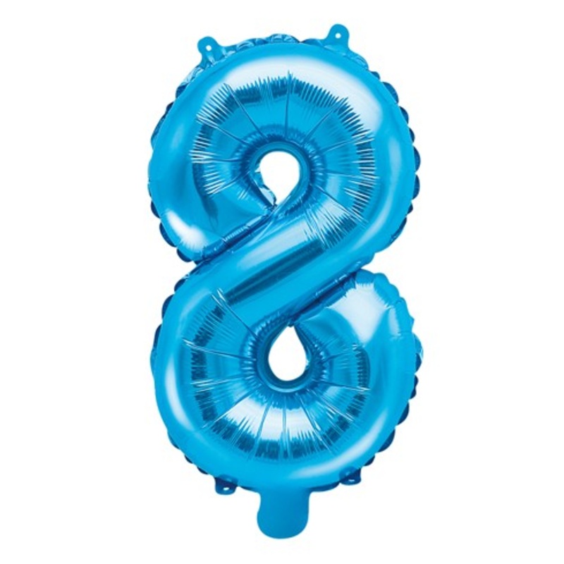 Number 8 foil balloon azure blue 35cm