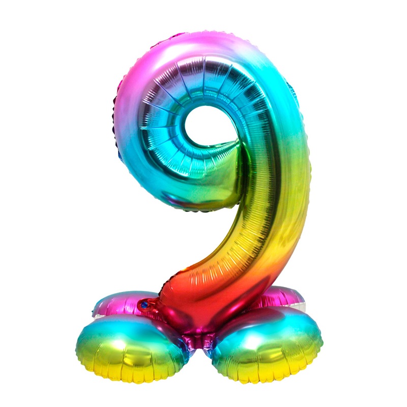 Number 9 rainbow airwalker balloon 72cm