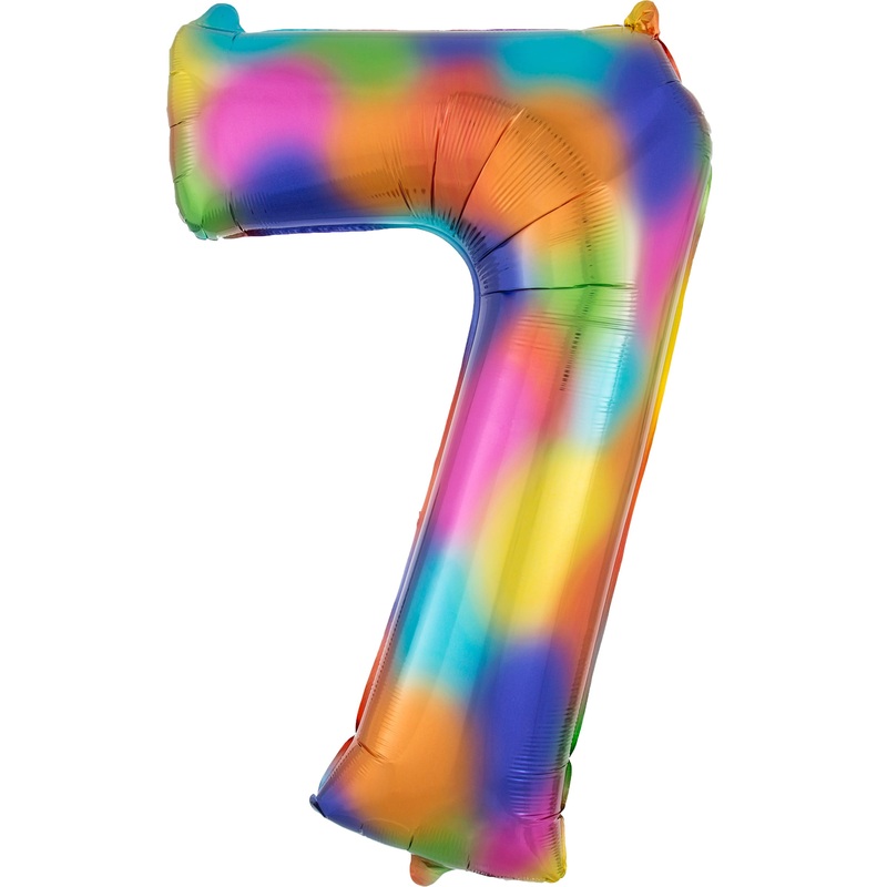 Rainbow number 7 foil balloon