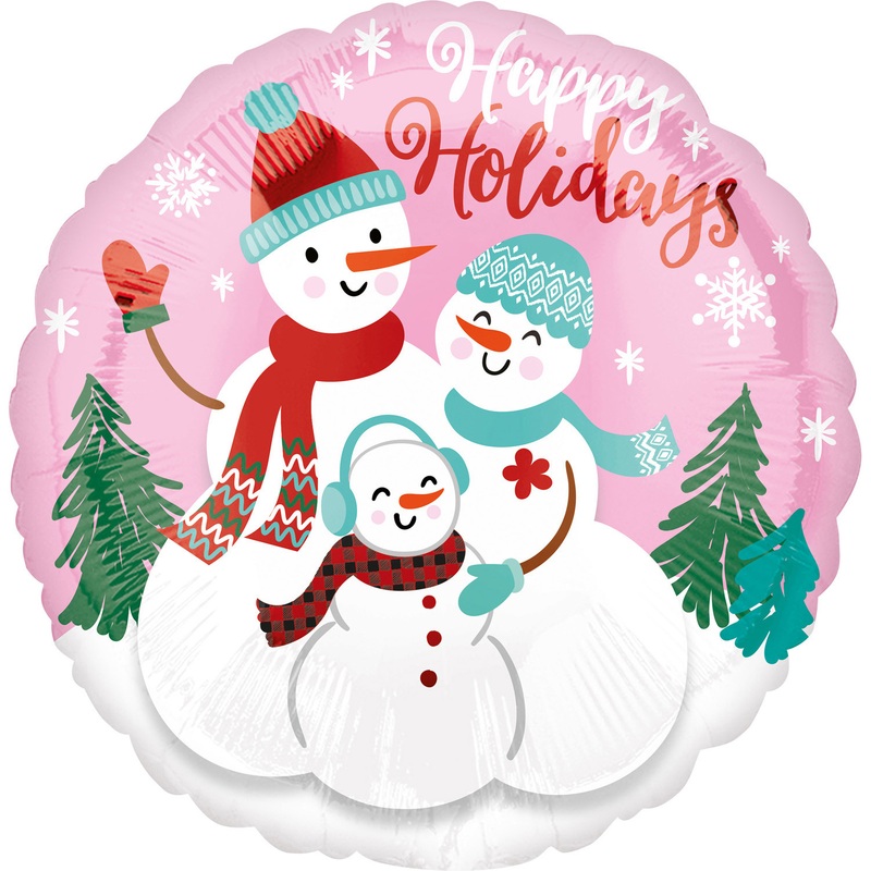 Snowman family foil balloon 43cm