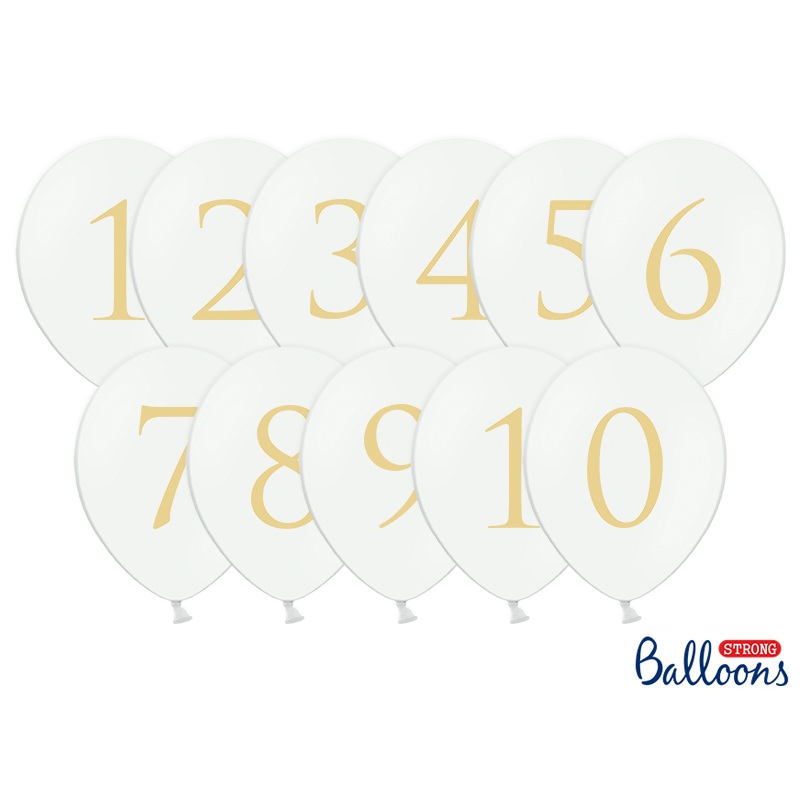11 table numbers balloons 30cm