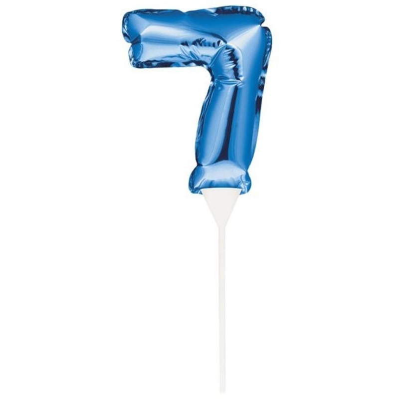 Blue number 7 balloon cake topper 13cm
