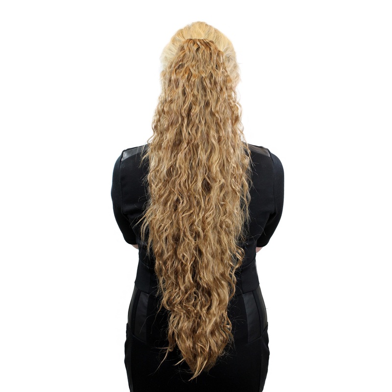 Hairpiece Ponytail extension extremely long volume kinked curls blond N838-19