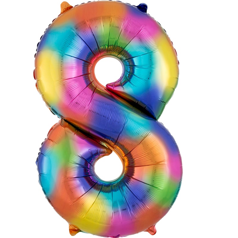 Rainbow number 8 foil balloon