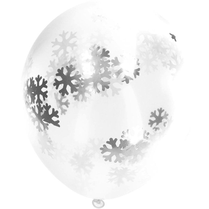 4 Balloons with Snowflake Confetti 30cm